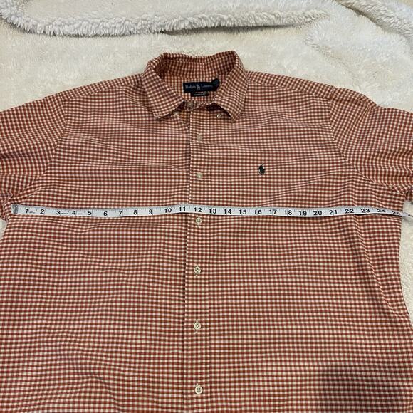 Ralph Lauren Mens Shirt Button Down Orange White Plaid Long Sleeve Size XXL - Picture 2 of 7